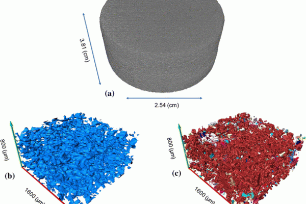 3D volume rendering view of 3D-printed gypsum rock